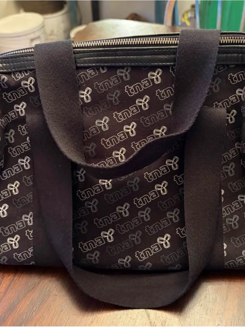 TNA Black Logo-Print Duffel Bag
